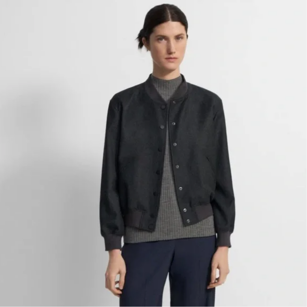 Theory Sleek Flannel Varsity Jacket