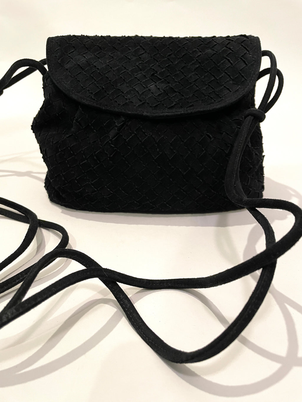 Bottega Veneta Vintage Suede Woven Flap Crossbody Bag