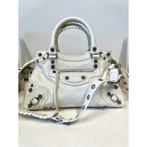 Balenciaga Neo Cagole City Small Handbag White Silver Hardware – PIVOT