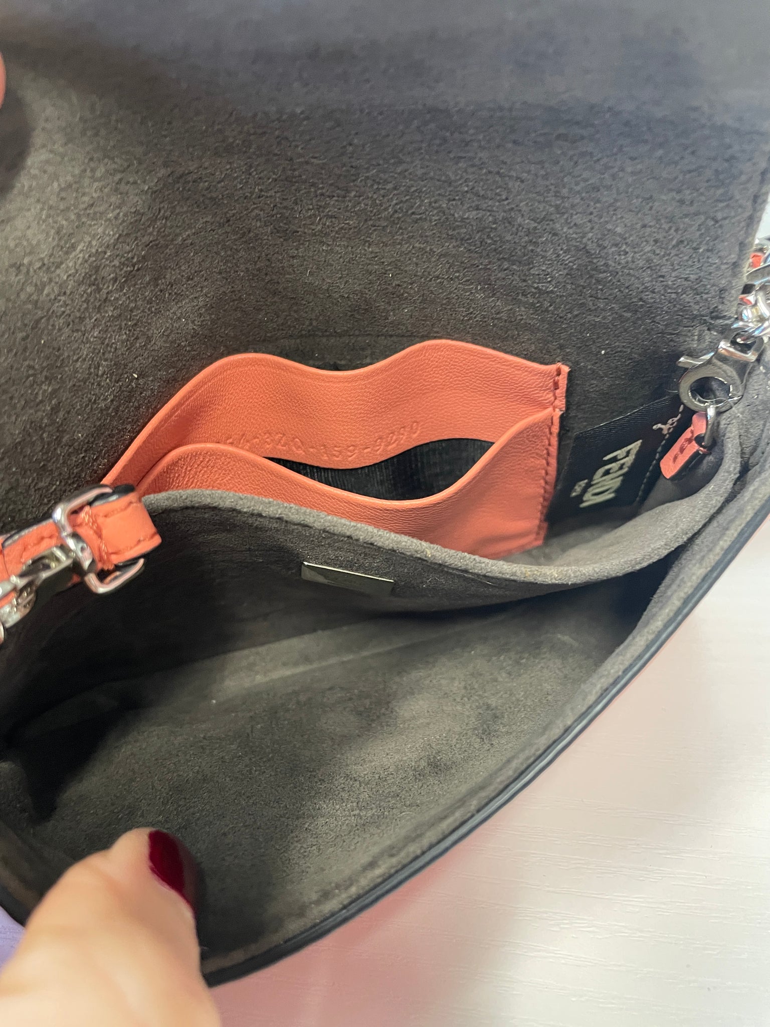 Fendi Mini Monster Baguette Crossbody in Pink Coral