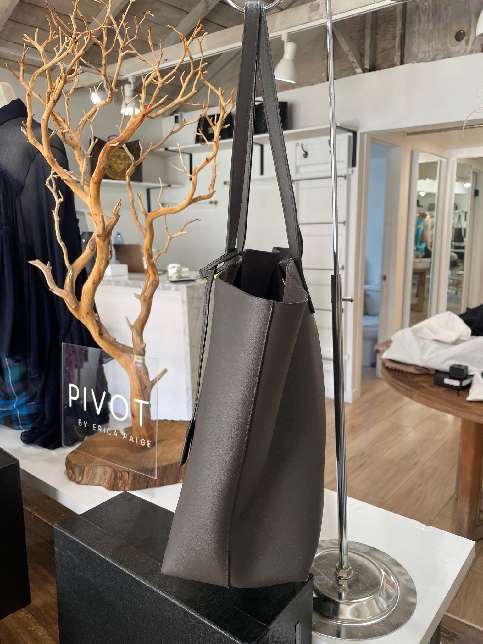 Saint Laurent East/West Leather Shopper Tote