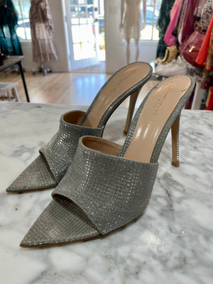 Gianvito Rossi Silver Metallic Mule Slides