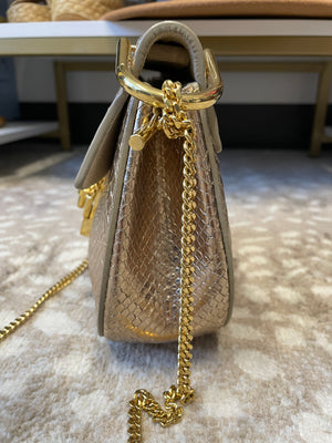 Side view of Chloé Python Drew Bag with gold hardware – designer resale
