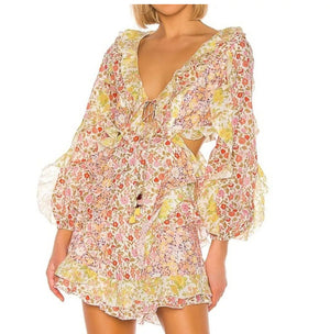 Zimmermann Goldie Spliced Cut Out Mini Dress