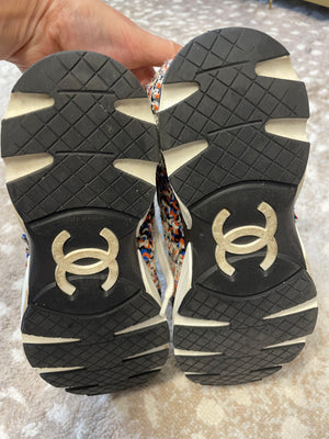 Close-up of Chanel sneaker sole with CC logo – resale at PIVOT Los Angeles