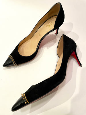 Christian Louboutin Suede & Leather Studded Heels