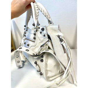 Balenciaga Neo Cagole City Small Handbag White Silver Hardware – PIVOT
