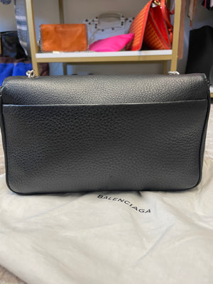 Back view of Balenciaga black leather Wallet on Chain – luxury resale