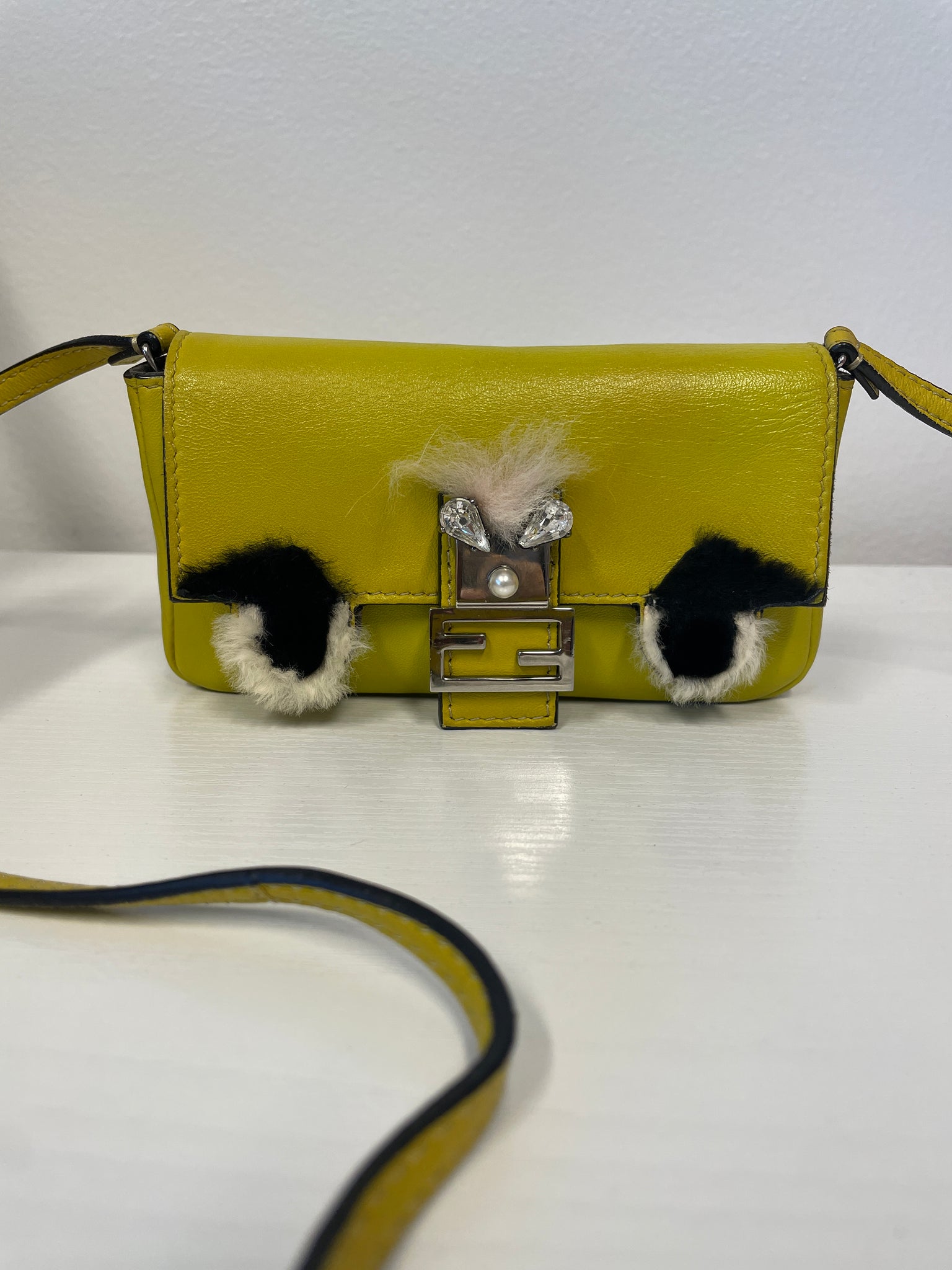 Fendi Micro Mini Monster Baguette in Yellow