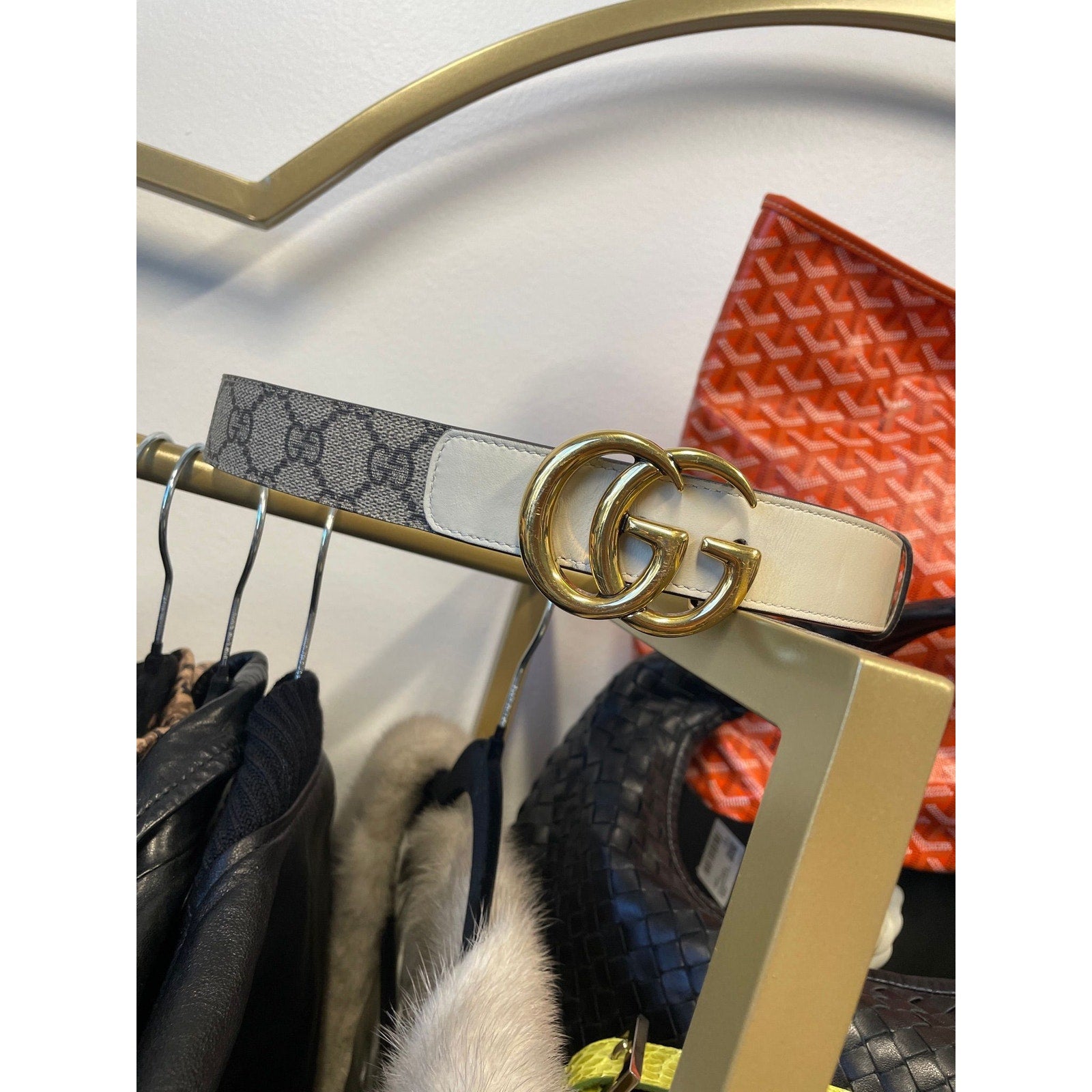 Gucci Marmont Belt in Beige Supreme with light gold hardware GUCCI 430$ GG Thin Marmont Belt Beige In GG Supreme & Pink  main image 2