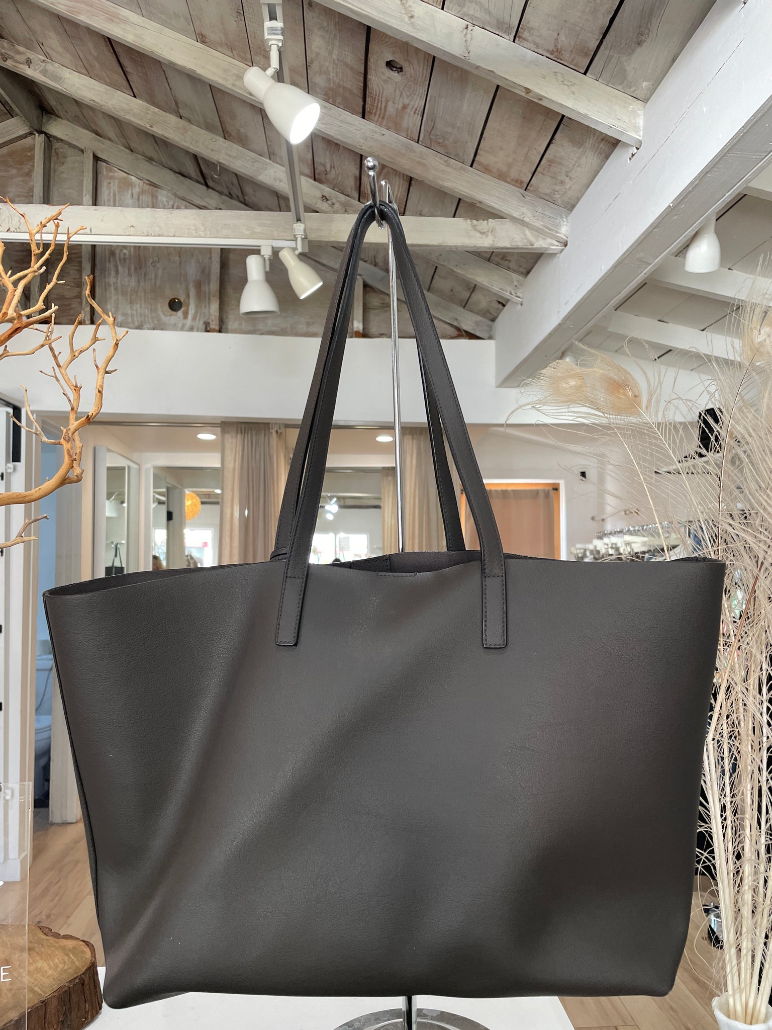 Saint Laurent East/West Leather Shopper Tote