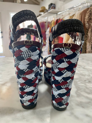 Dior Tri Color Braided Wedges