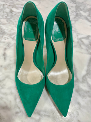 Dior Emerald Suede Pointed Toe Pumps