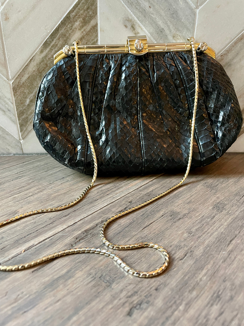 Judith Leiber Vintage Snakeskin 80s Evening Bag