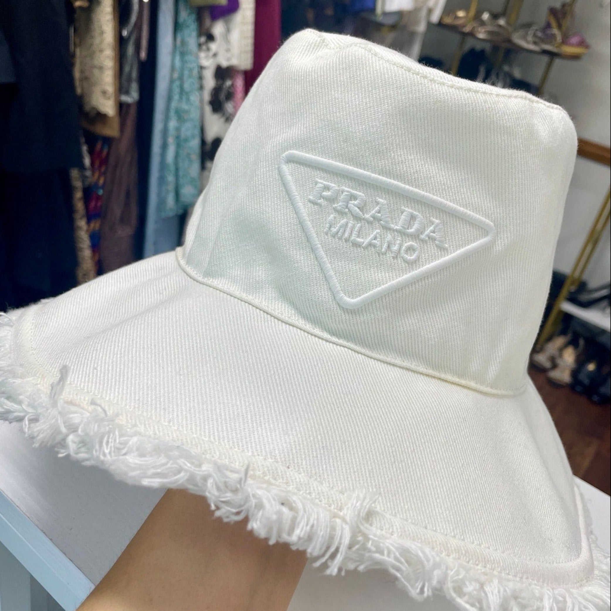 Prada White Cotton Bucket Hat Size M Designer Hat – PIVOT