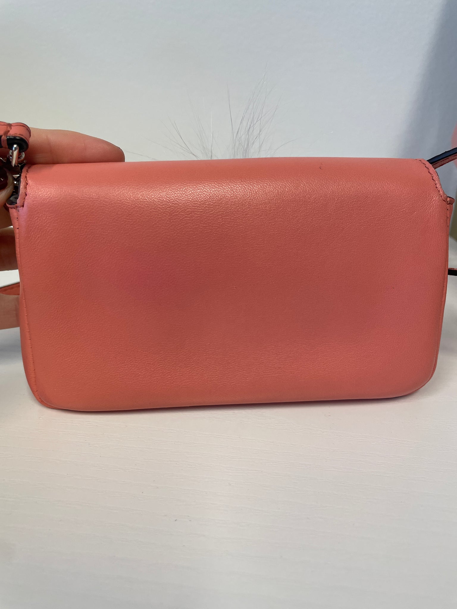 Fendi Mini Monster Baguette Crossbody in Pink Coral