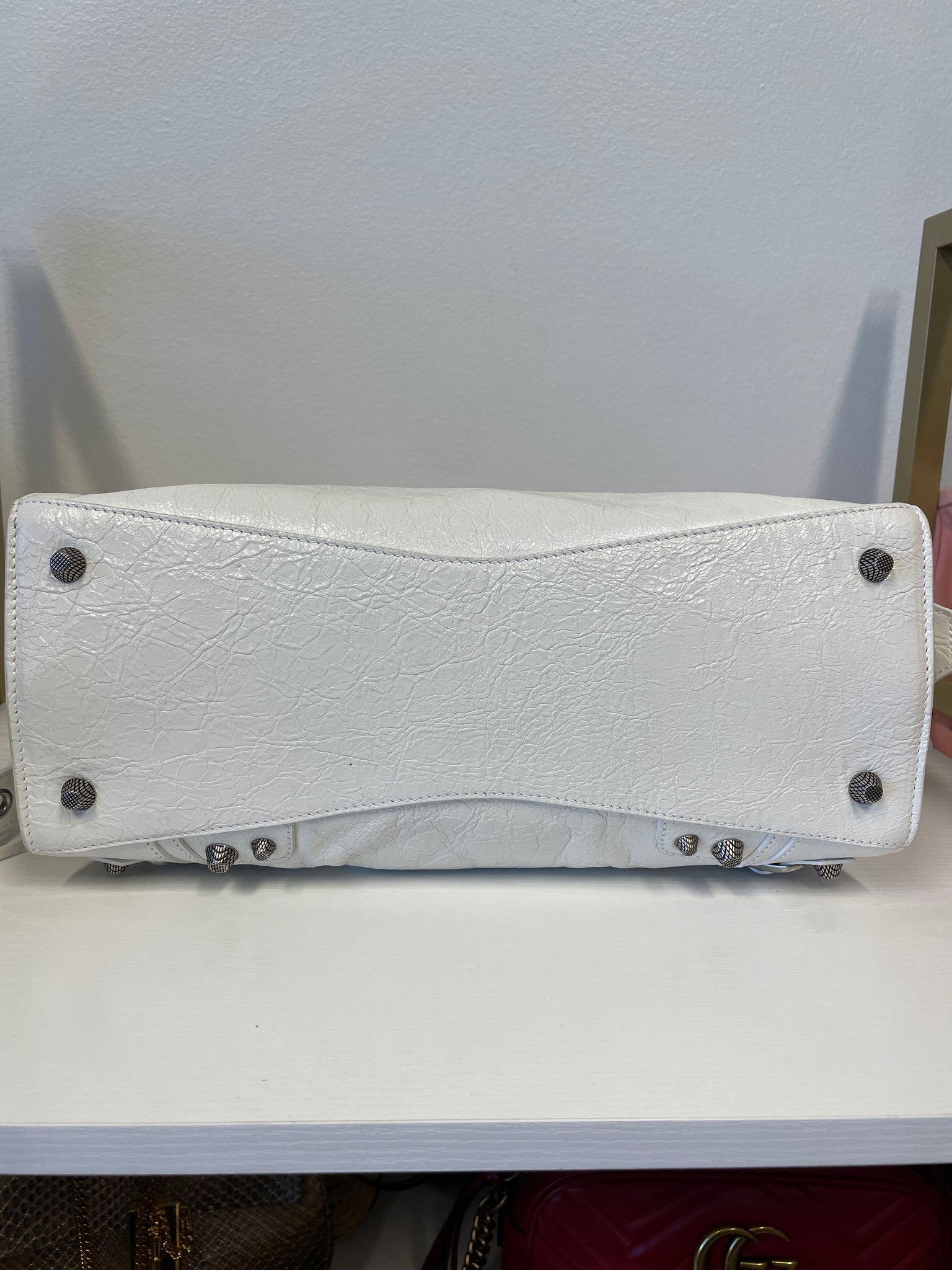 Balenciaga Neo Cagole Small Handbag in white lambskin