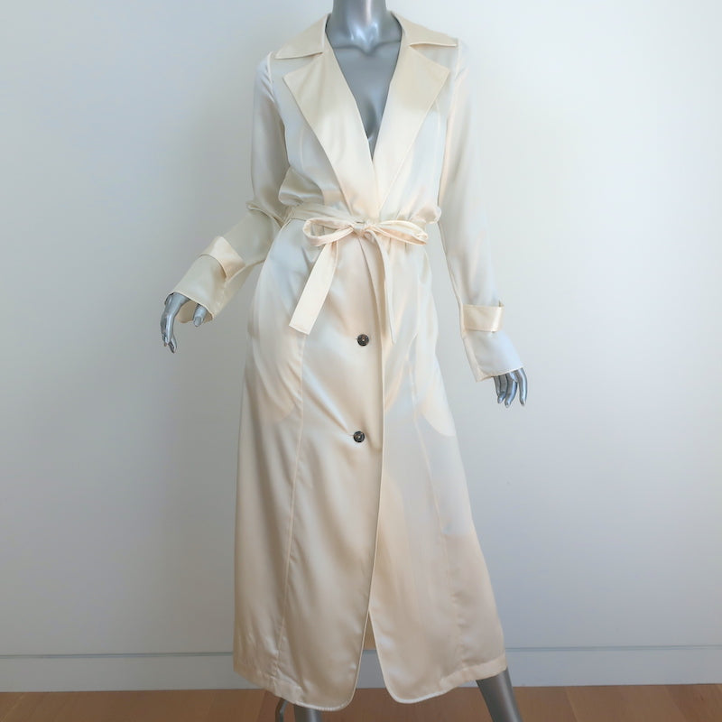 Sablyn Ivory Satin Trench Coat