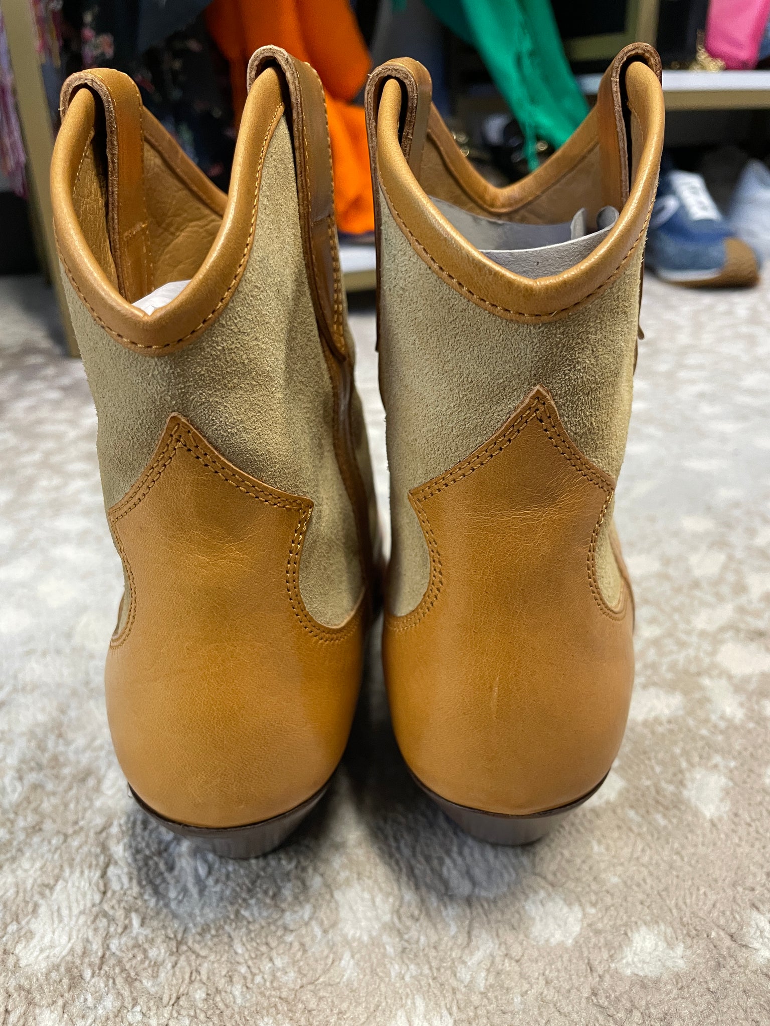 Isabel Marant Demar Texan Ankle Boots Tan Leather