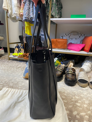 Balenciaga Tote side view, black leather, silver hardware – PIVOT resale