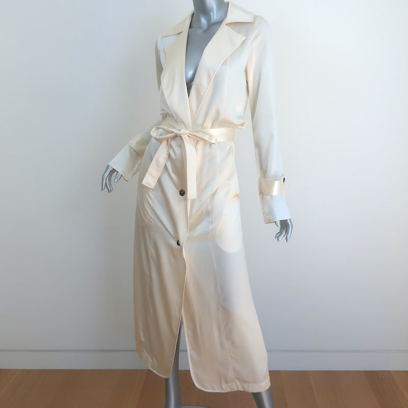 Sablyn Ivory Satin Trench Coat