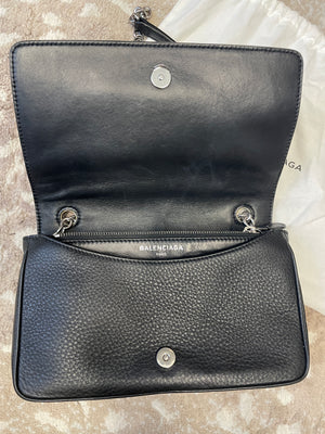 Interior of Balenciaga Wallet on Chain showing card slots and compartments – authenticated designer resale