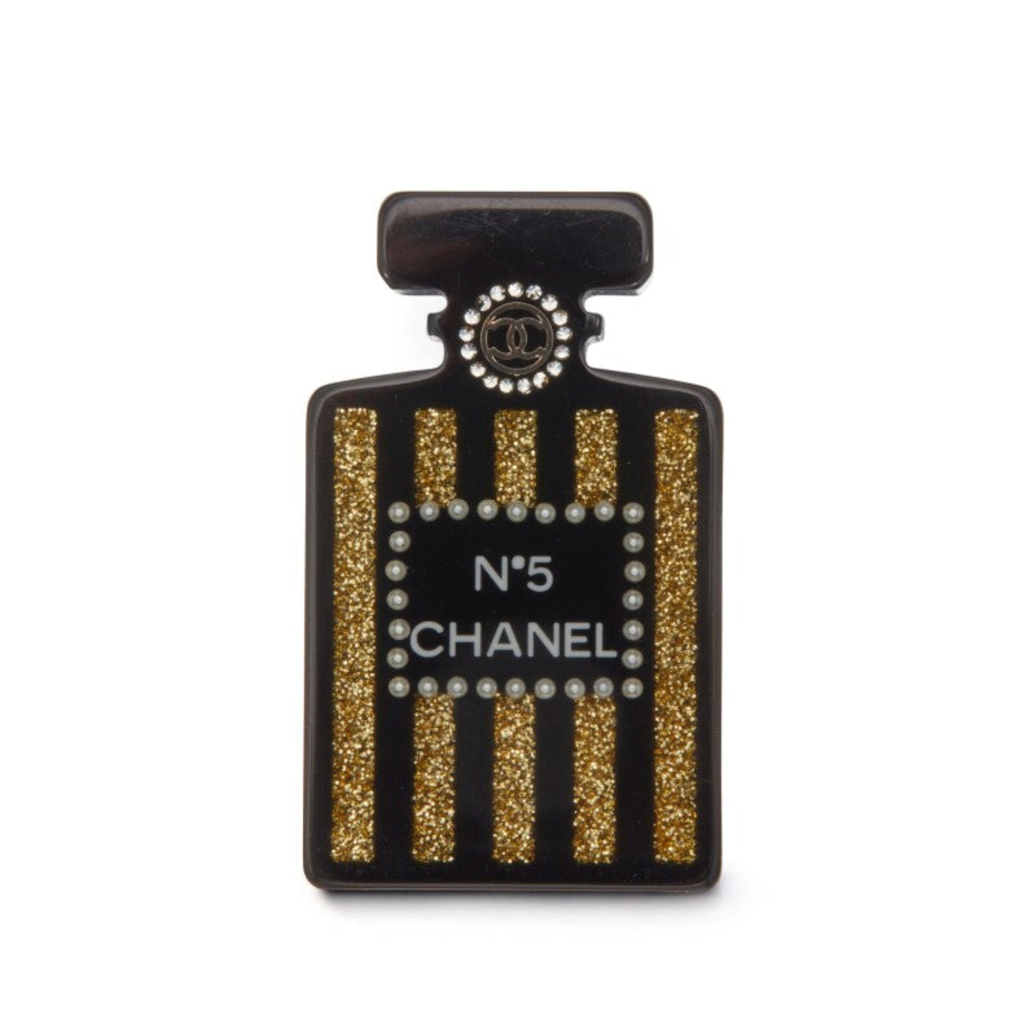 Chanel No. 5 Bottle Brooch Autumn 2017 Black Gold | Pivot – PIVOT