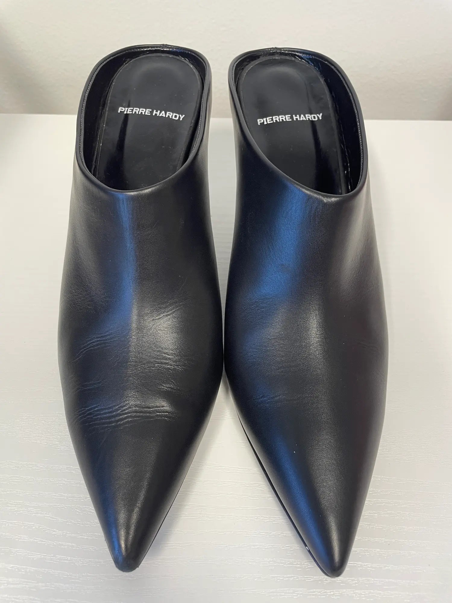 Top view of Pierre Hardy Gala Mules showing sleek silhouette.