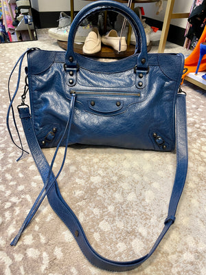 Balenciaga Le City Medium Bag Mineral Blue front view
