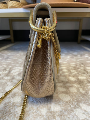 Side view of Chloé Python Drew Bag with gold hardware – designer resale