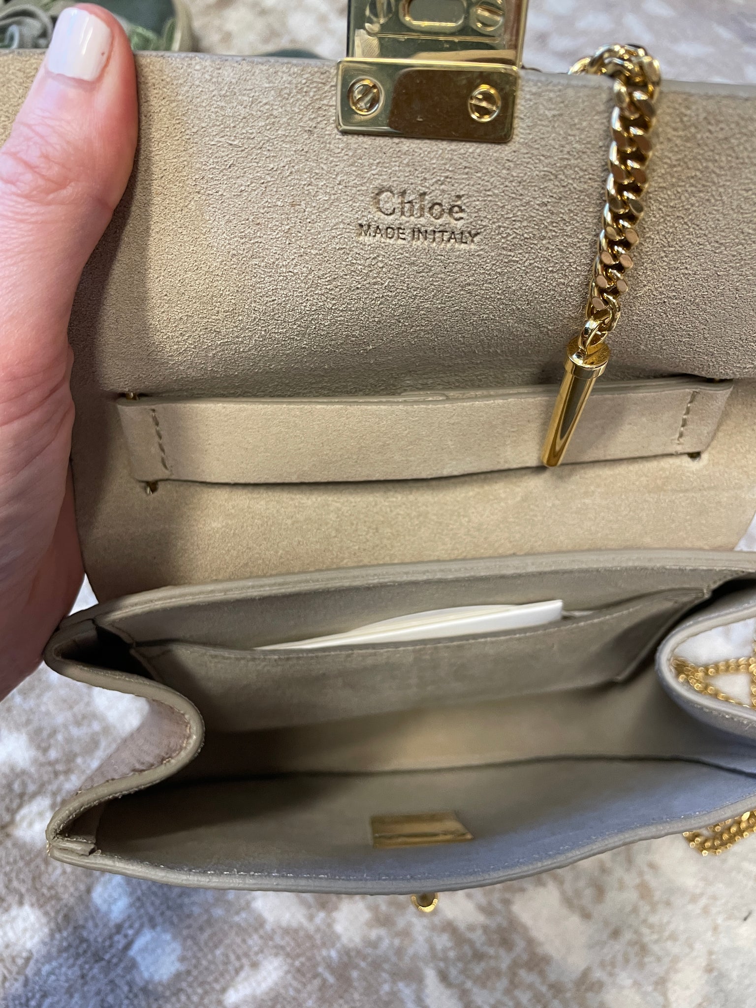 Interior of Chloé Drew Python Crossbody Bag – authenticated resale
