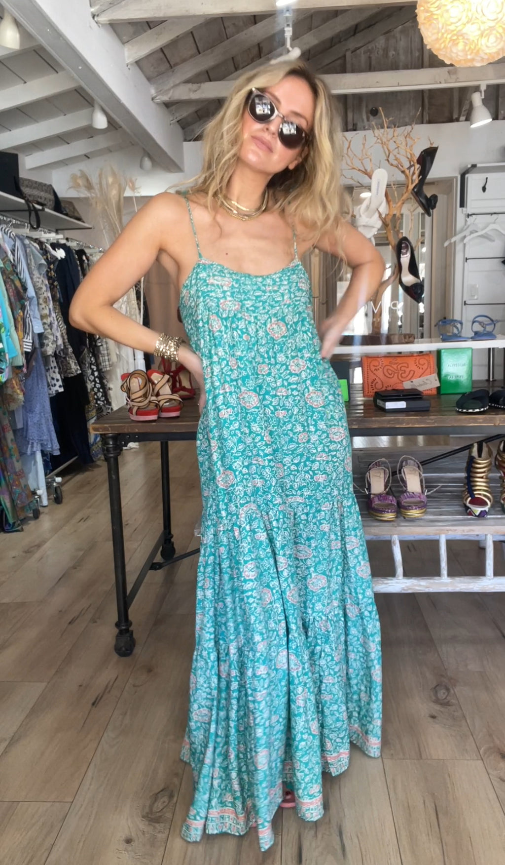 Natalie Martin Floral Silk Maxi Dress