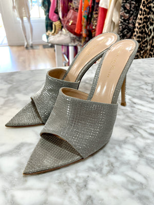 Gianvito Rossi Silver Metallic Mule Slides