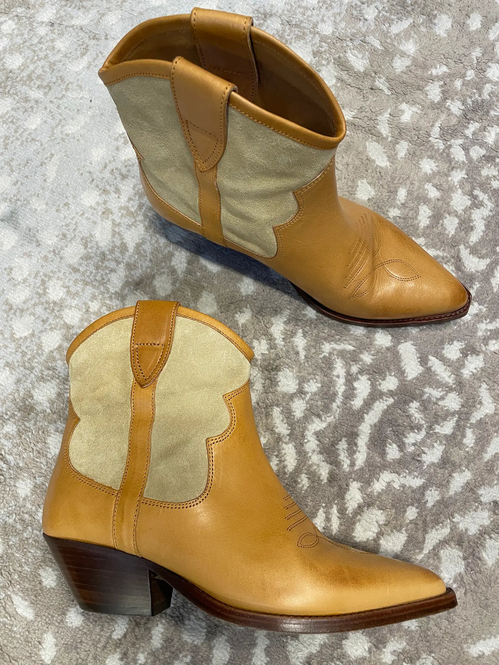 Isabel Marant Demar Texan Ankle Boots Tan Leather