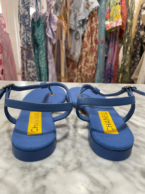 Chanel CC Logo T Strap Sandals