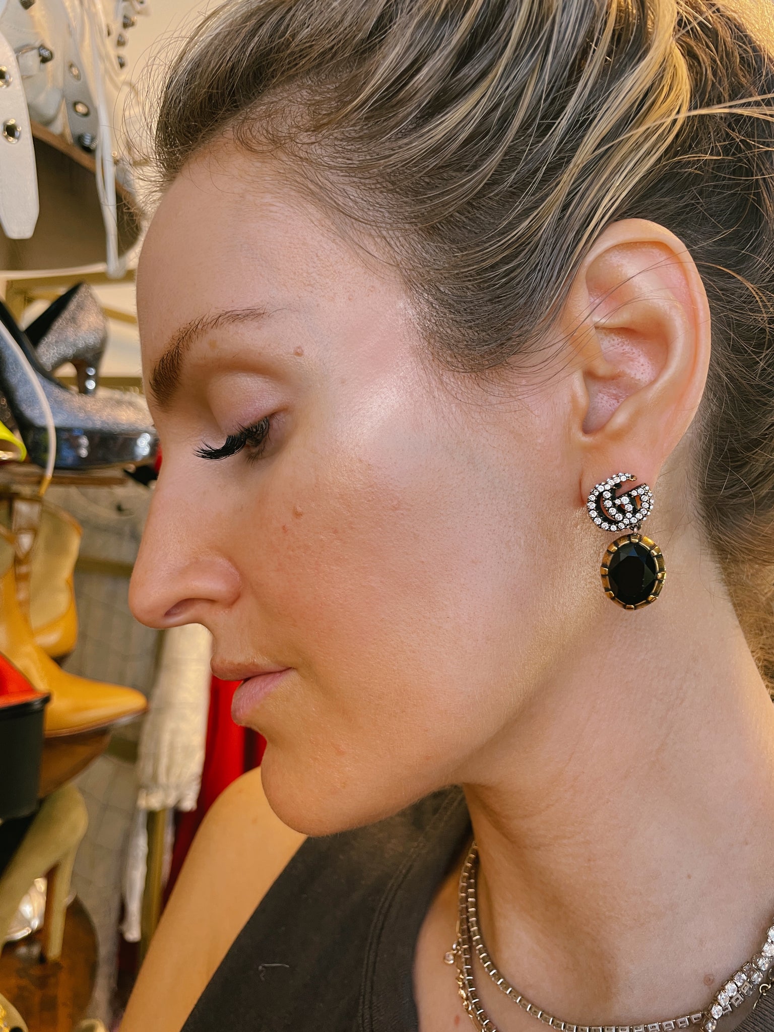 Gucci GG Marmont Crystal Earrings