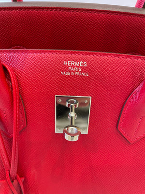 Hermès Birkin 35 Rouge Casaque Clemence Palladium Hardware