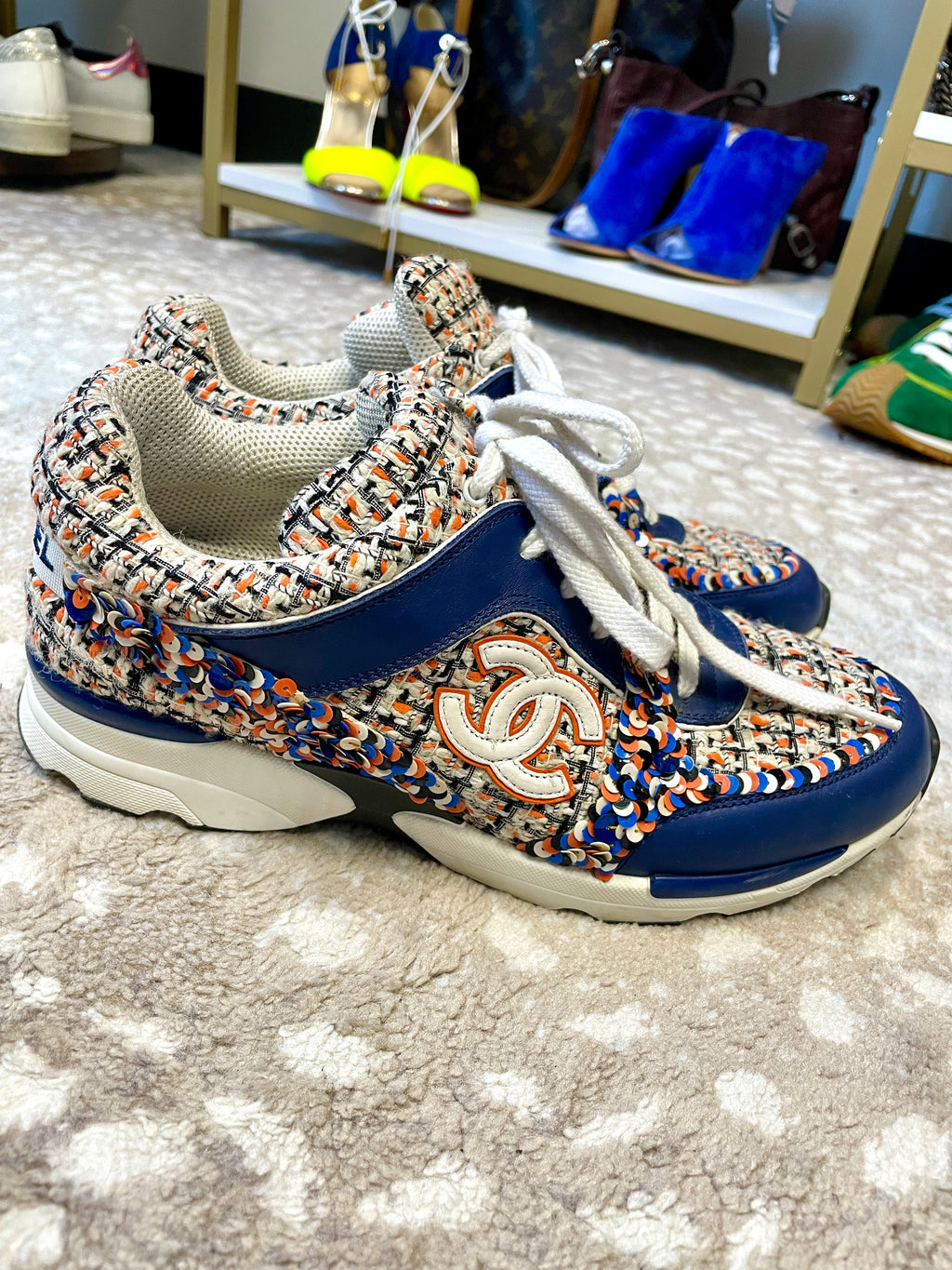Chanel Sequin Tweed Sneakers