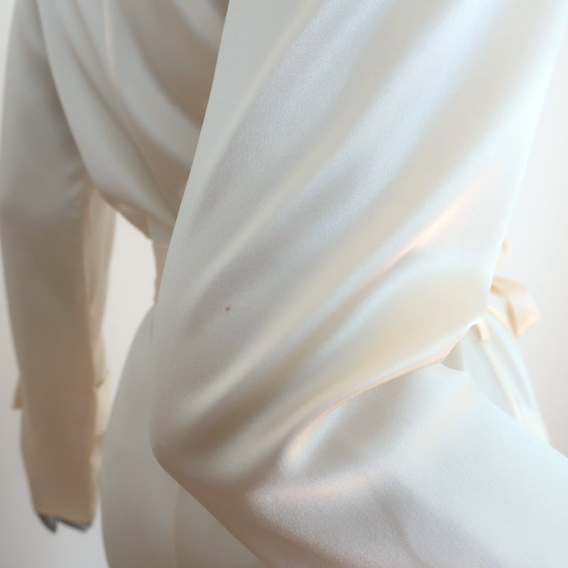 Sablyn Ivory Satin Trench Coat