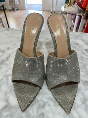 Gianvito Rossi Silver Metallic Mule Slides