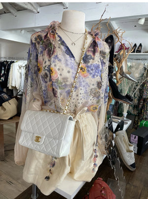 Zimmermann Floral Tie Neck Blouse