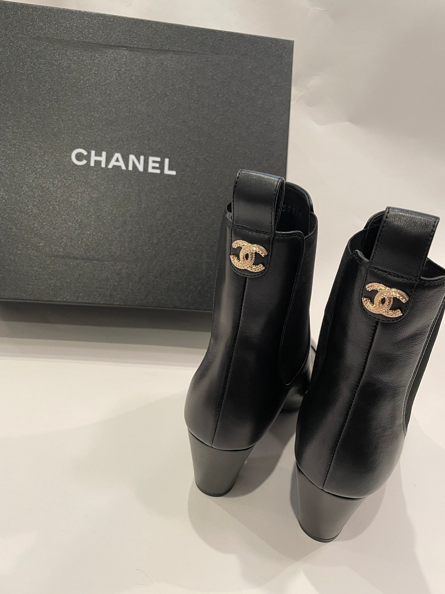 Chanel CC Lambskin Ankle Boots