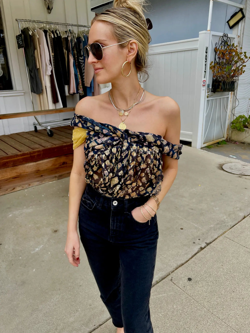 Ulla Johnson Metallic Halter Top Front View
