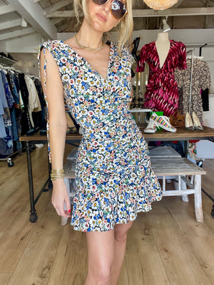 Veronica Beard Jackson Ruched Floral Mini Dress