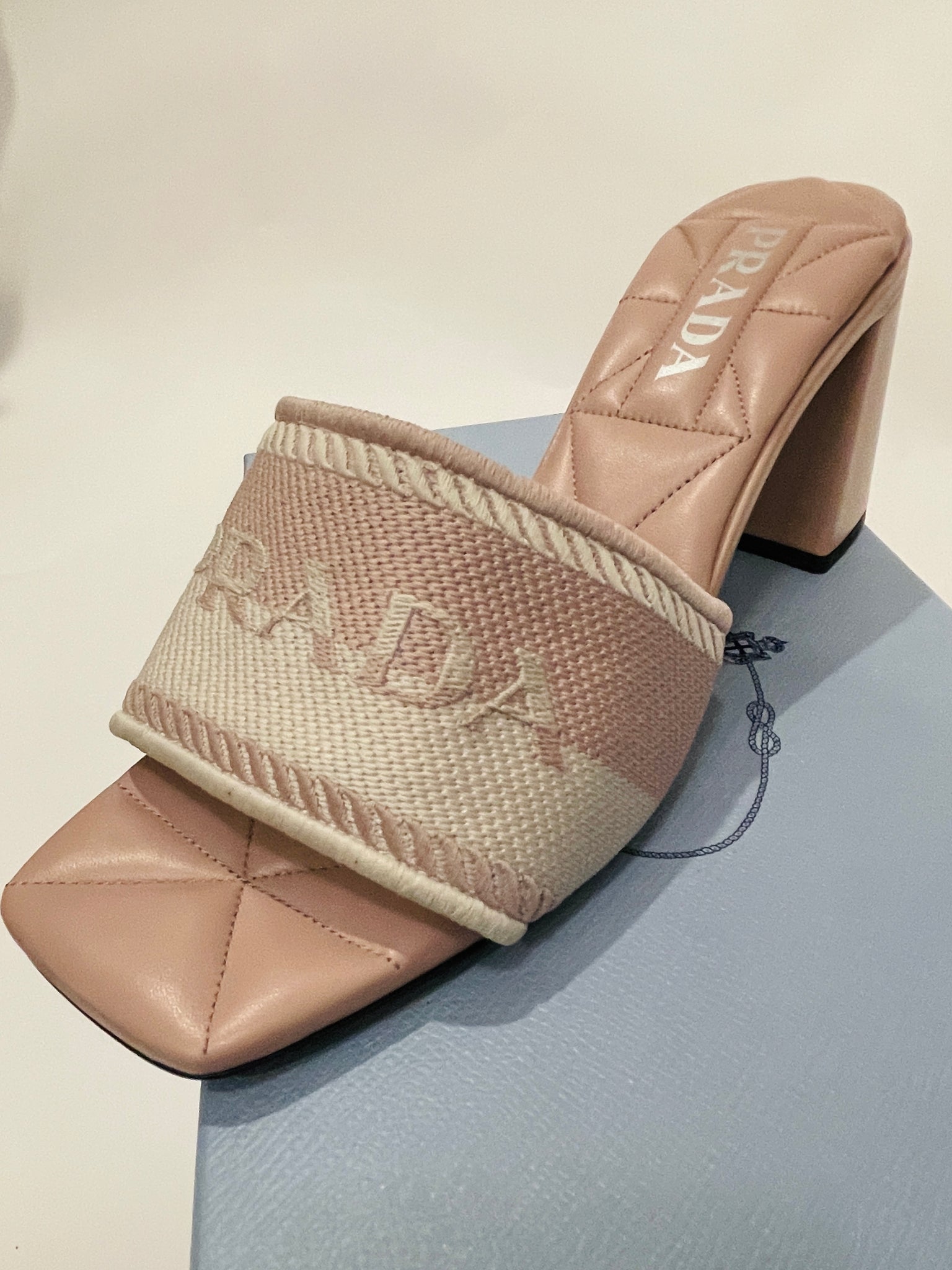 Prada Logo Embroidered Sandals