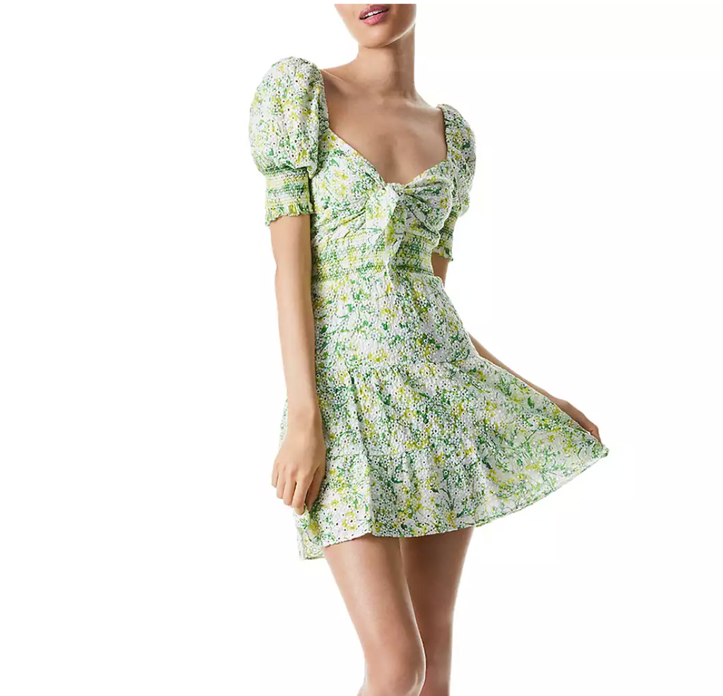Alice + Olivia Kristie Puff Sleeve Mini Dress