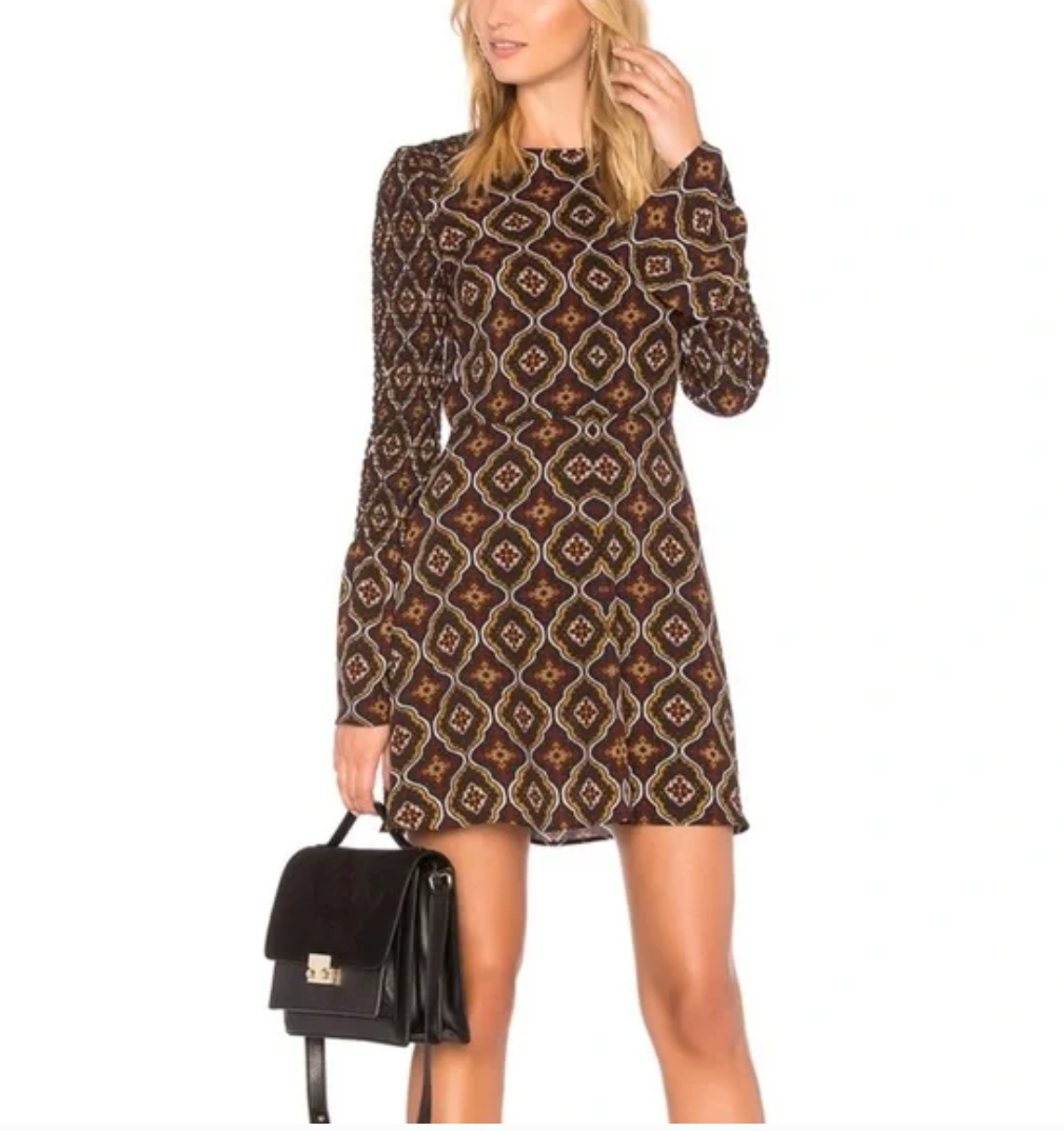 A.L.C. Alexa Bell Sleeve Printed Dress