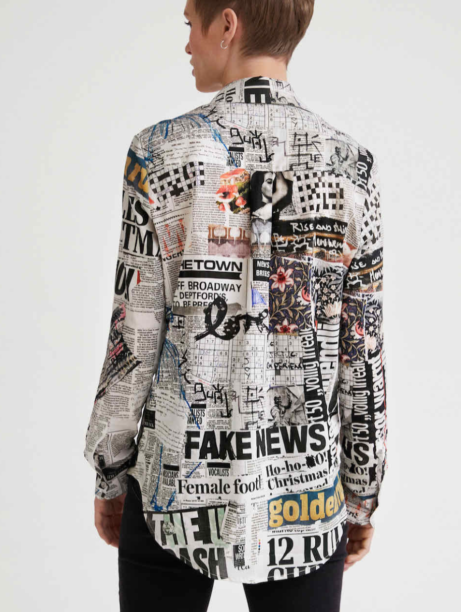 Desigual Newspaper Button Down Shirt