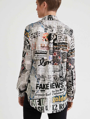Desigual Newspaper Button Down Shirt