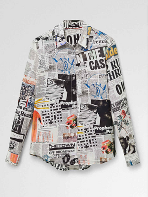 Desigual Newspaper Button Down Shirt